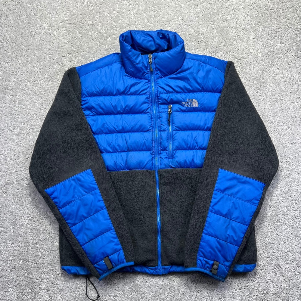 The North Face Jacket Mens Large Blue Grey 550 Down Polartec Fleece Denali